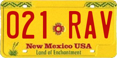 NM license plate 021RAV