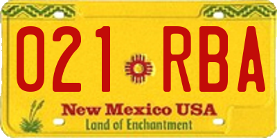 NM license plate 021RBA