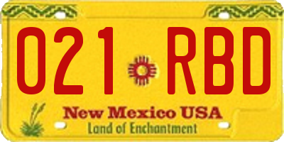 NM license plate 021RBD