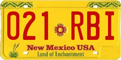 NM license plate 021RBI