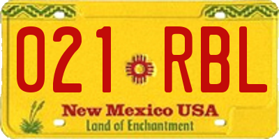 NM license plate 021RBL