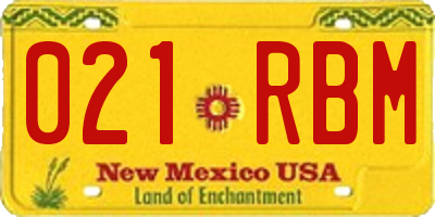 NM license plate 021RBM
