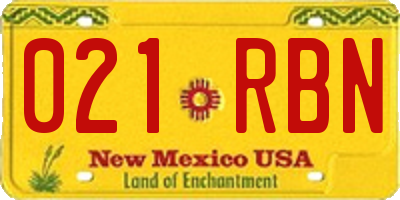 NM license plate 021RBN