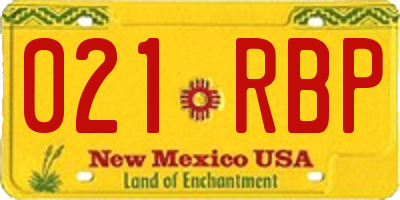 NM license plate 021RBP
