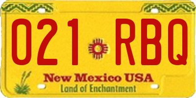 NM license plate 021RBQ