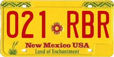 NM license plate 021RBR