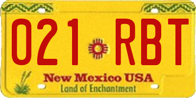 NM license plate 021RBT