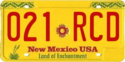 NM license plate 021RCD