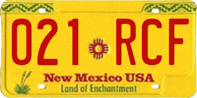 NM license plate 021RCF