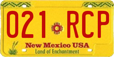 NM license plate 021RCP