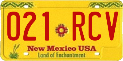 NM license plate 021RCV