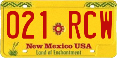 NM license plate 021RCW