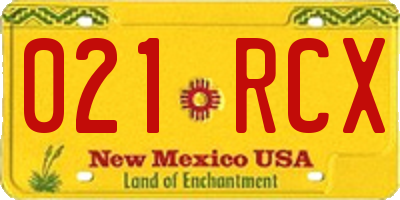 NM license plate 021RCX