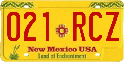 NM license plate 021RCZ