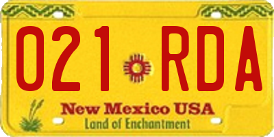 NM license plate 021RDA