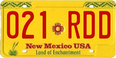 NM license plate 021RDD