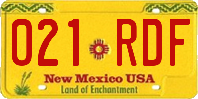 NM license plate 021RDF
