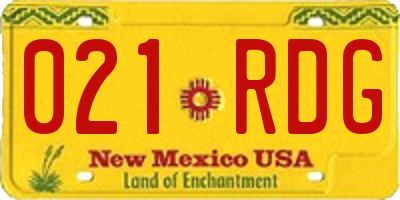 NM license plate 021RDG