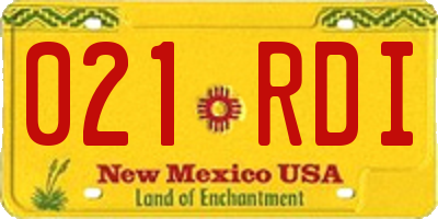 NM license plate 021RDI