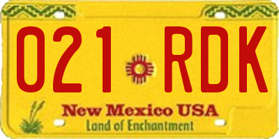 NM license plate 021RDK