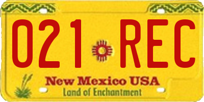 NM license plate 021REC