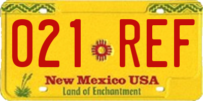NM license plate 021REF