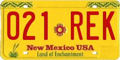 NM license plate 021REK