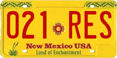 NM license plate 021RES