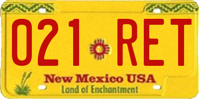 NM license plate 021RET