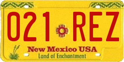 NM license plate 021REZ
