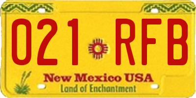 NM license plate 021RFB
