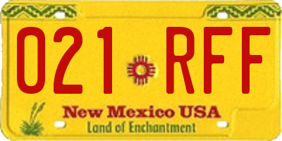 NM license plate 021RFF