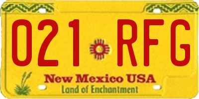 NM license plate 021RFG