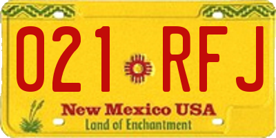 NM license plate 021RFJ