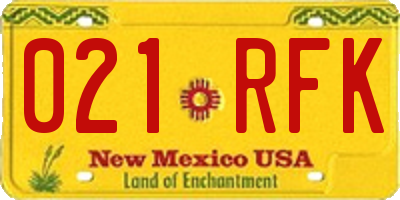NM license plate 021RFK