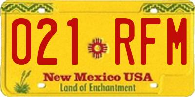 NM license plate 021RFM