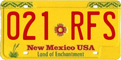 NM license plate 021RFS