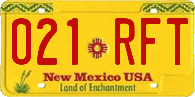 NM license plate 021RFT