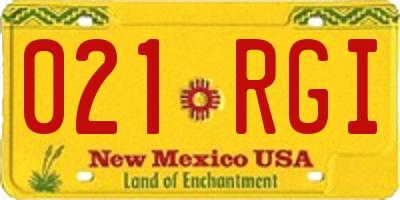 NM license plate 021RGI