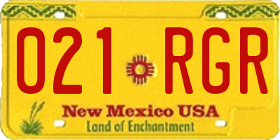 NM license plate 021RGR