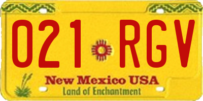 NM license plate 021RGV