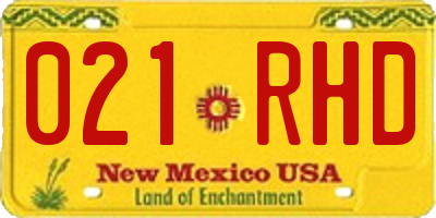 NM license plate 021RHD