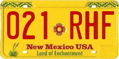 NM license plate 021RHF