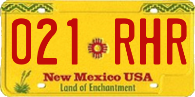 NM license plate 021RHR