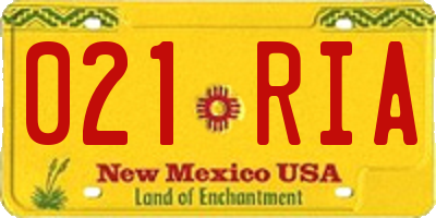 NM license plate 021RIA