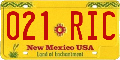 NM license plate 021RIC