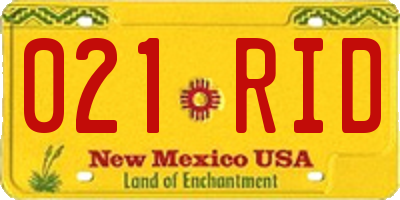 NM license plate 021RID