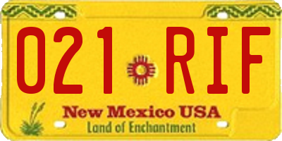NM license plate 021RIF