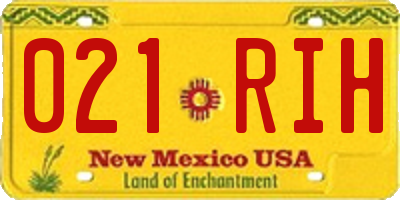 NM license plate 021RIH