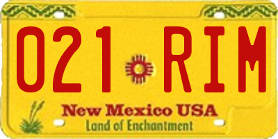 NM license plate 021RIM